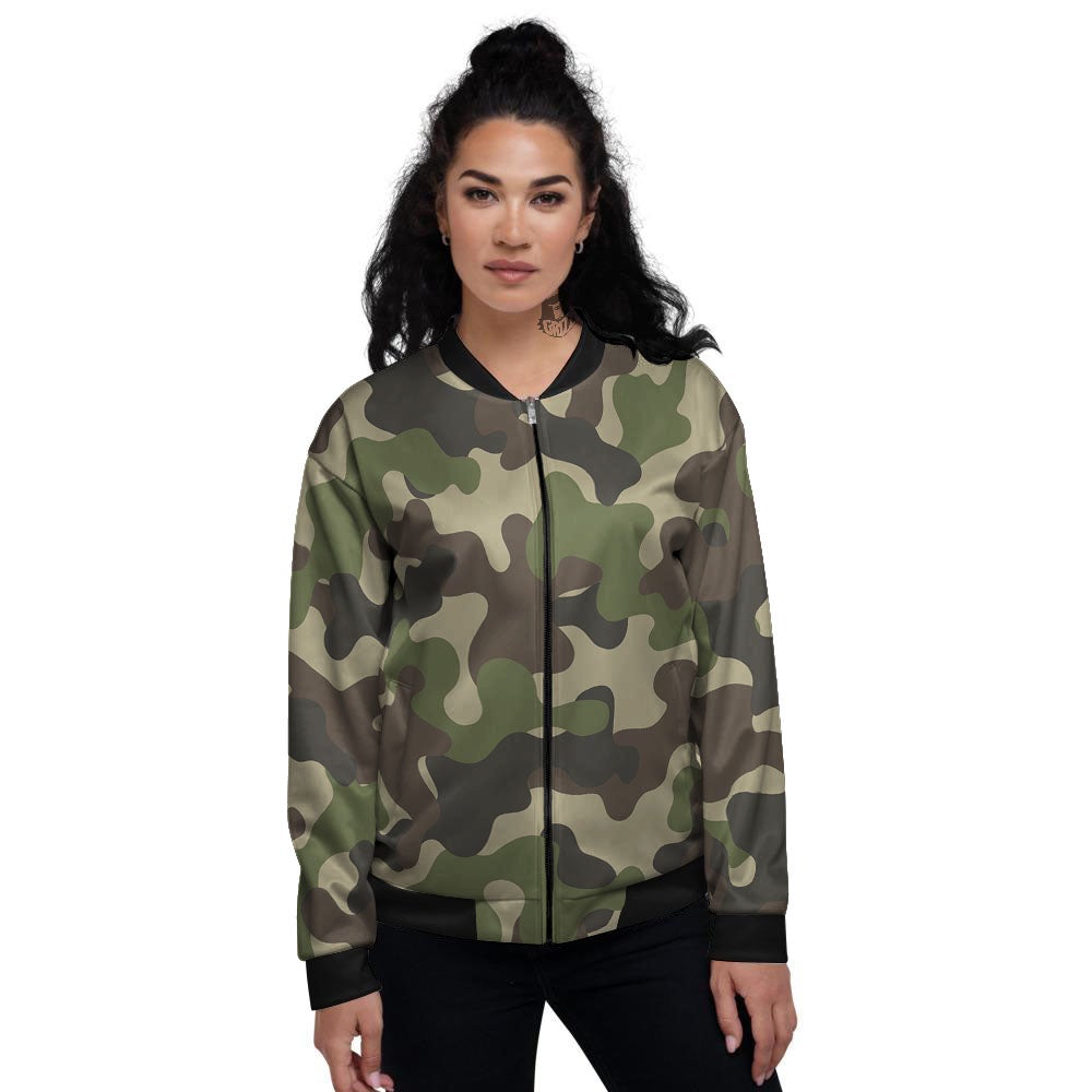 Camouflage Jungle Hunting Print Women's Bomber Jacket-grizzshop