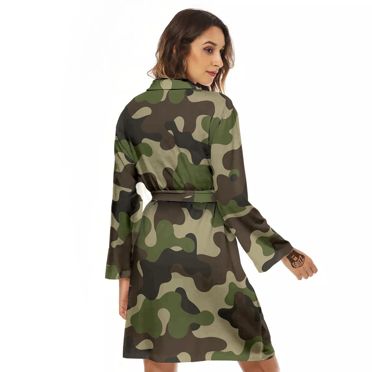 Camouflage Jungle Hunting Print Women's Robe-grizzshop