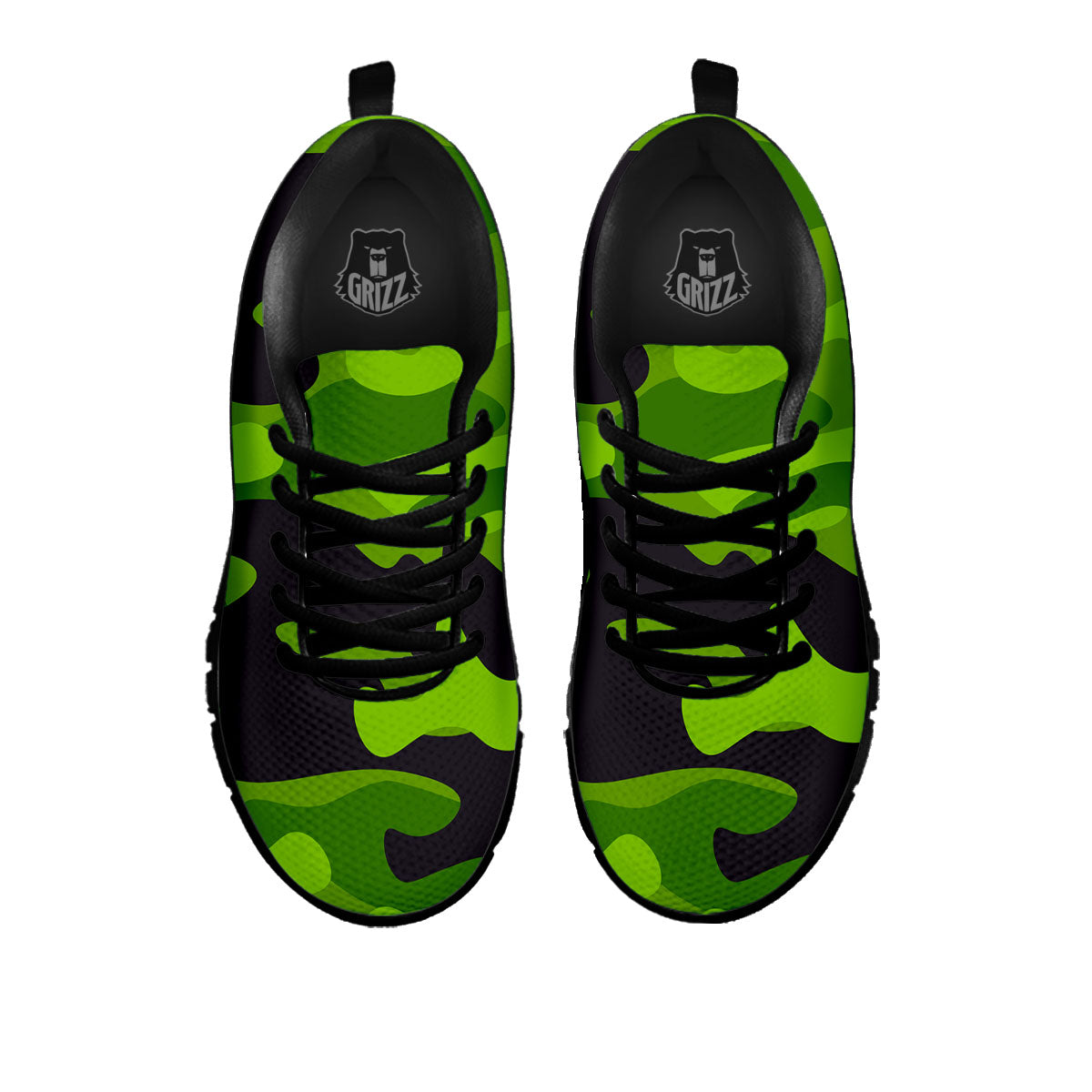 Camouflage Lime Green Print Black Sneaker-grizzshop