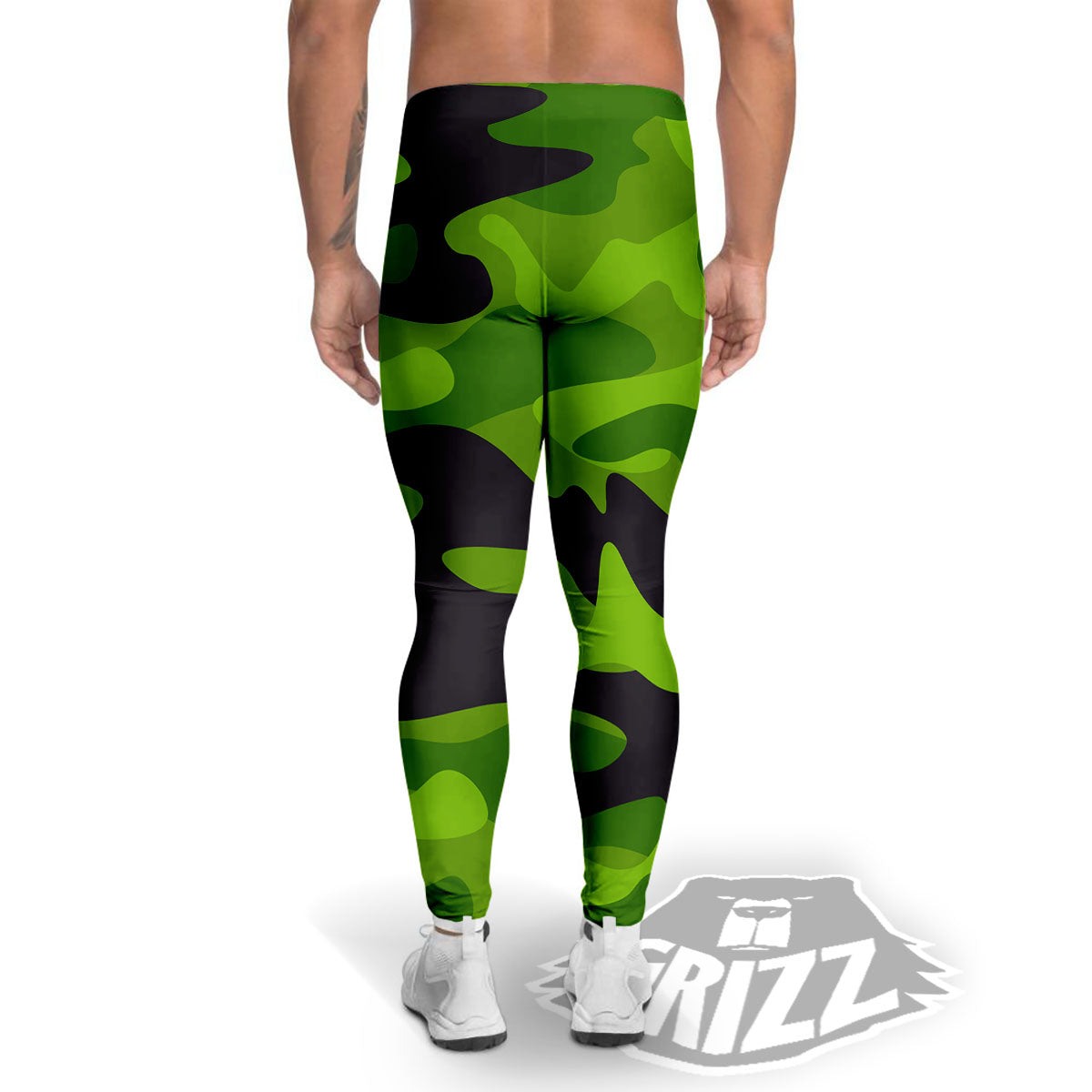 Camouflage Lime Green Print Men's Leggings-grizzshop