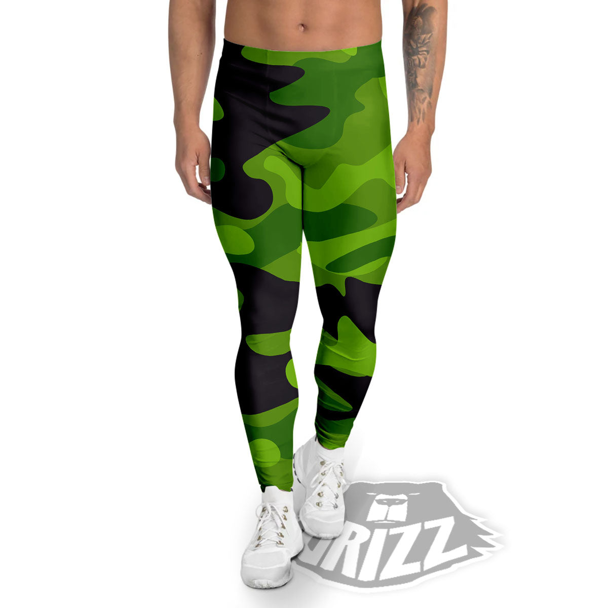 Camouflage Lime Green Print Men's Leggings-grizzshop