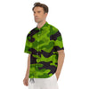 Camouflage Lime Green Print Men's Short Sleeve Shirts-grizzshop