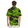 Camouflage Lime Green Print Men's Short Sleeve Shirts-grizzshop