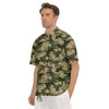 Camouflage Military Green Print Men's Short Sleeve Shirts-grizzshop