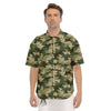 Camouflage Military Green Print Men's Short Sleeve Shirts-grizzshop