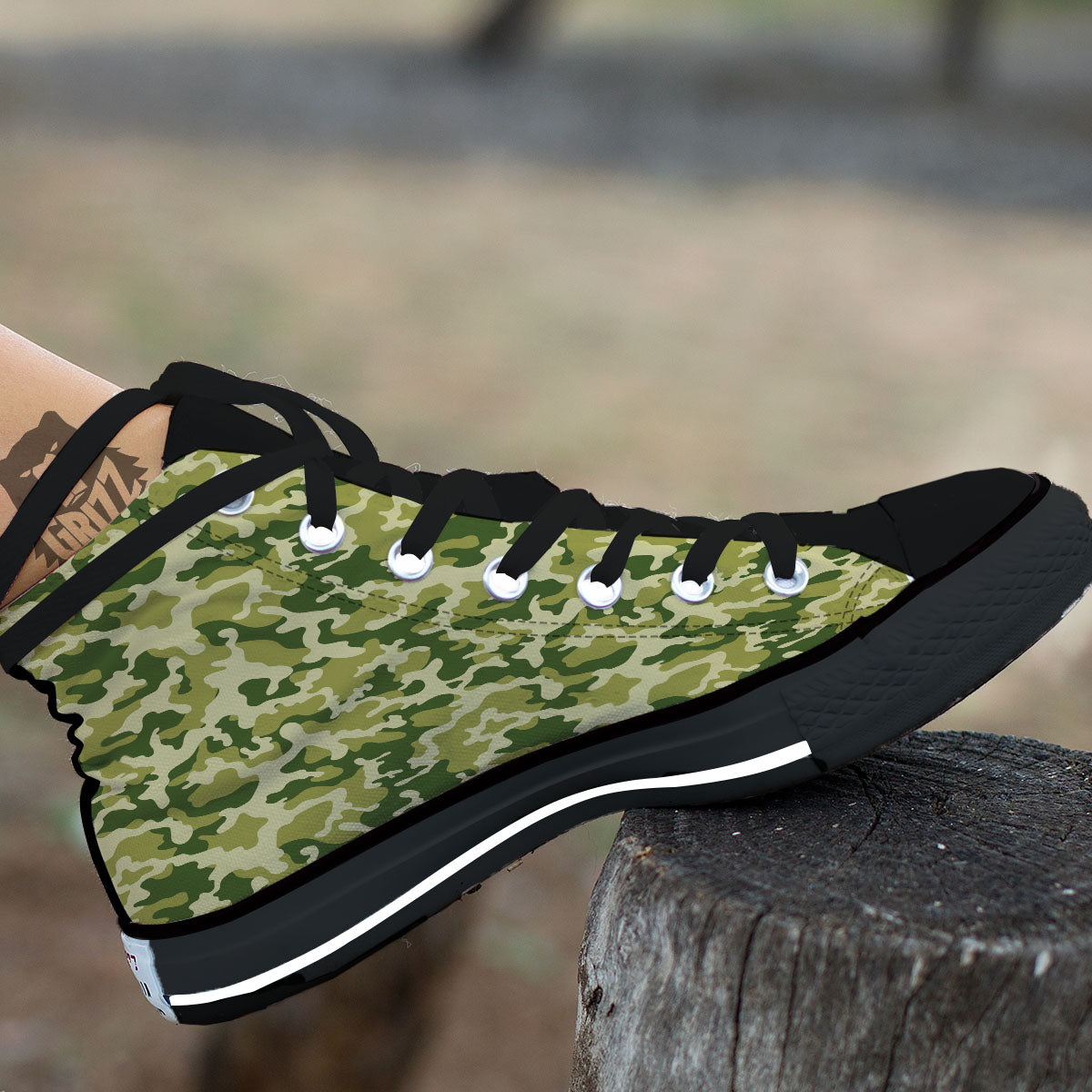 Camouflage Military Print High Top Shoes-grizzshop
