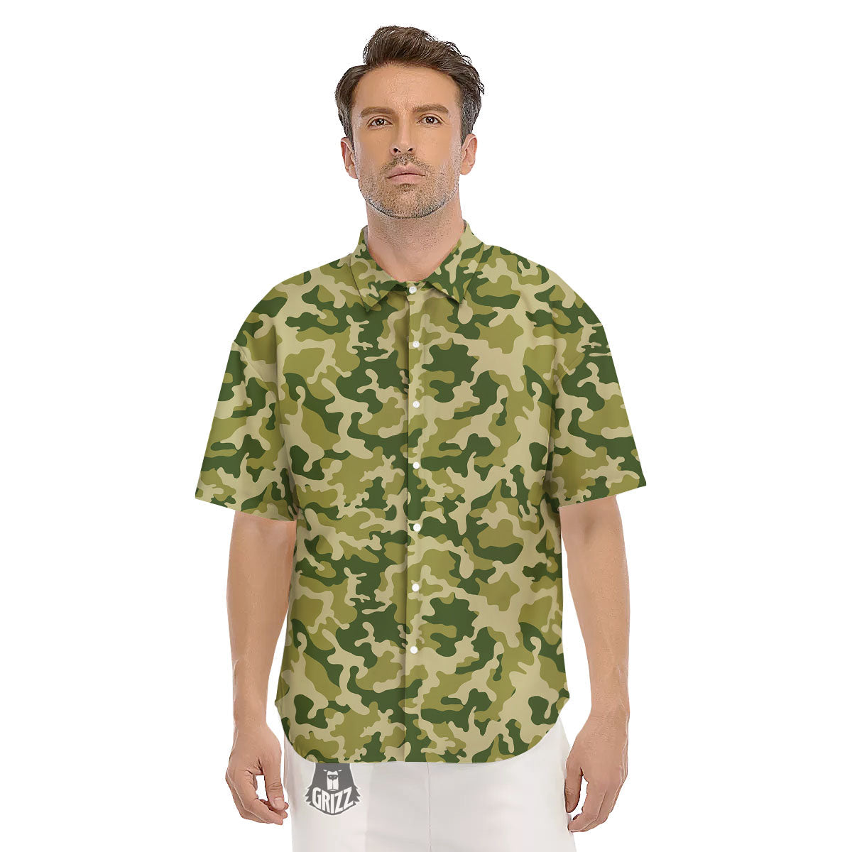 Camouflage Military Print Men's Short Sleeve Shirts-grizzshop