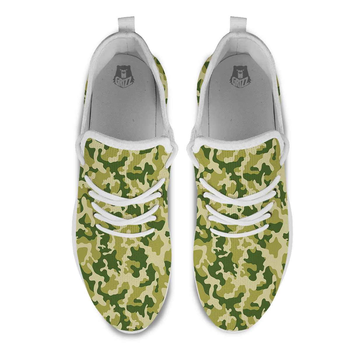 Camouflage Military Print White Athletic Shoes-grizzshop