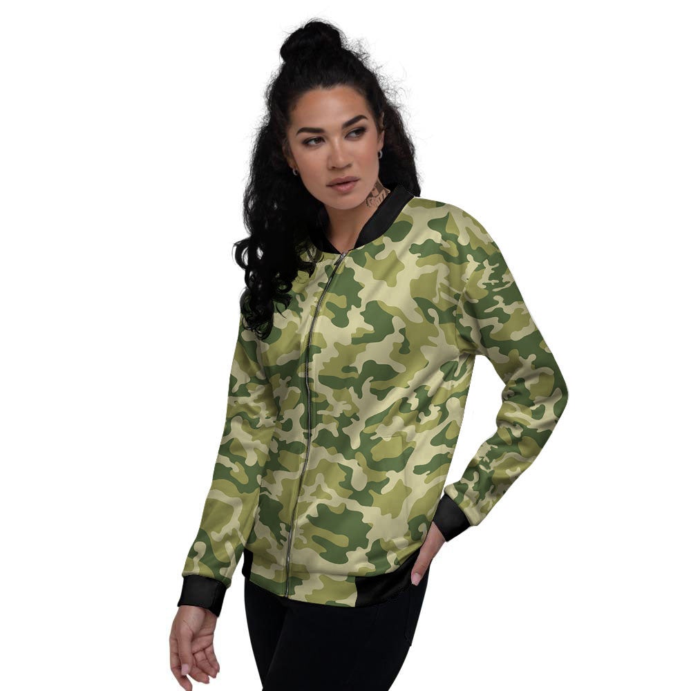 Camouflage Military Print Women's Bomber Jacket-grizzshop
