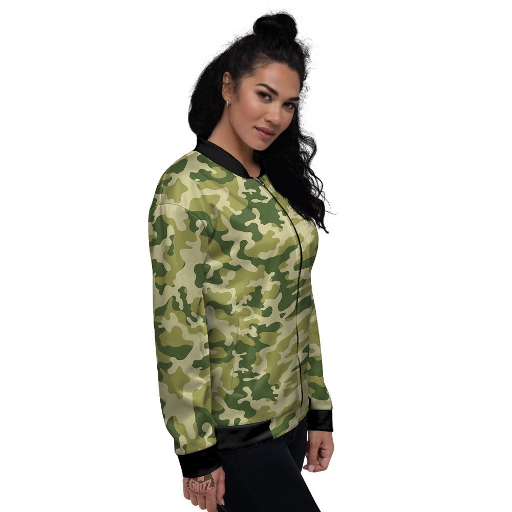 Camouflage Military Print Women's Bomber Jacket-grizzshop