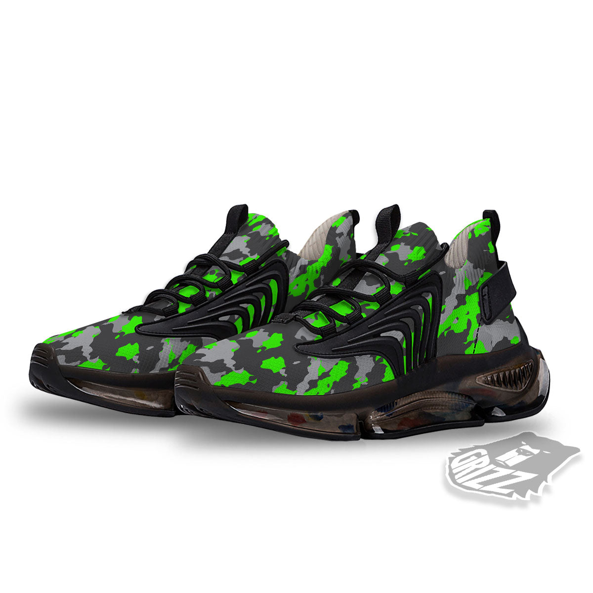 Camouflage Neon Print Black Gym Shoes-grizzshop