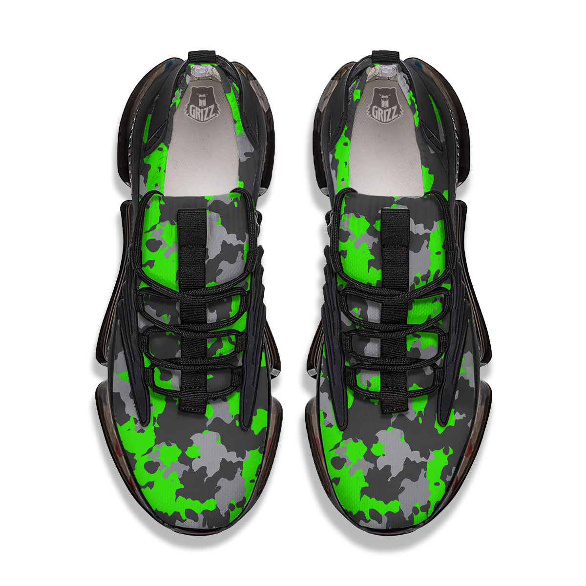Camouflage Neon Print Black Gym Shoes-grizzshop