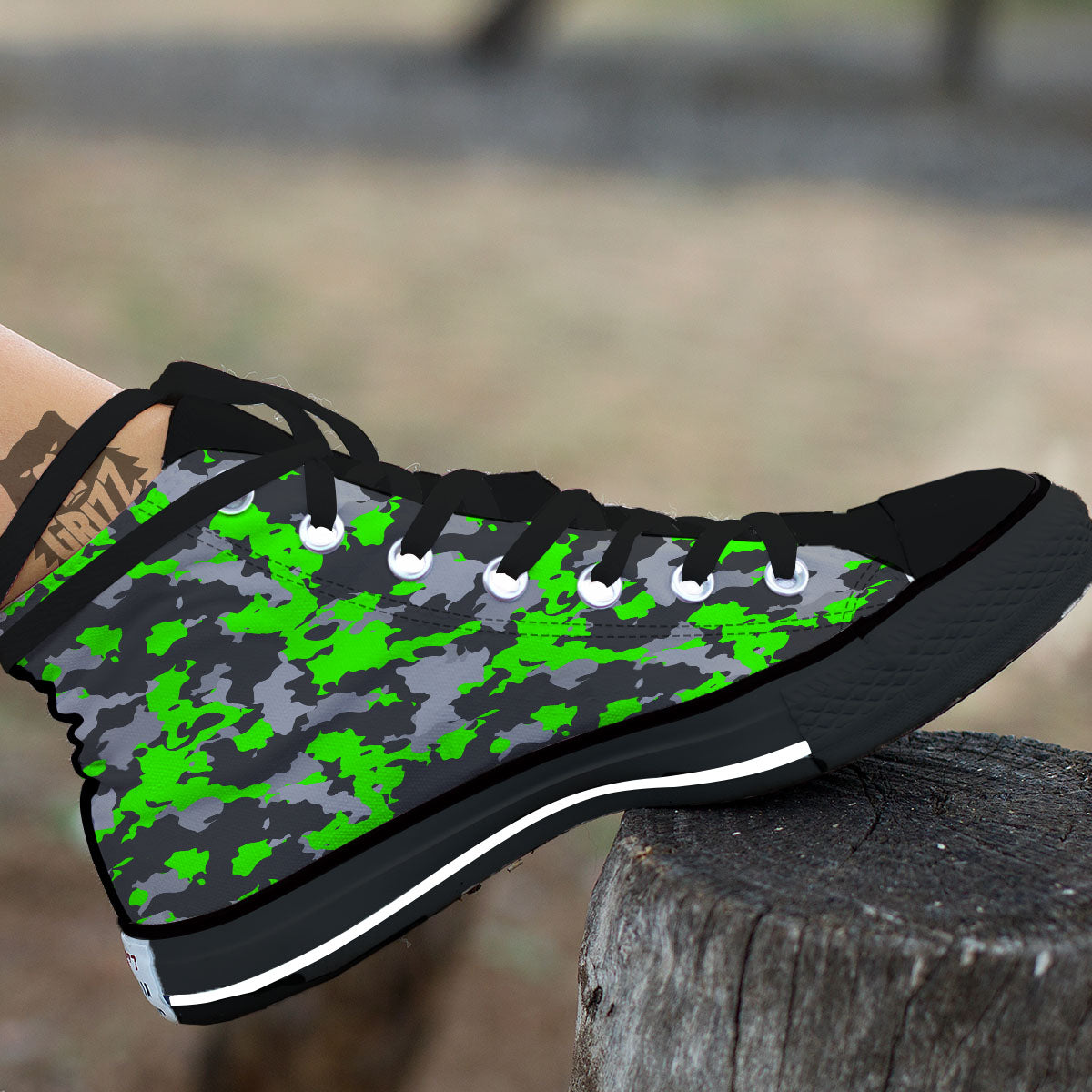 Camouflage Neon Print High Top Shoes-grizzshop