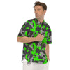 Camouflage Neon Print Men's Short Sleeve Shirts-grizzshop