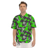 Camouflage Neon Print Men's Short Sleeve Shirts-grizzshop