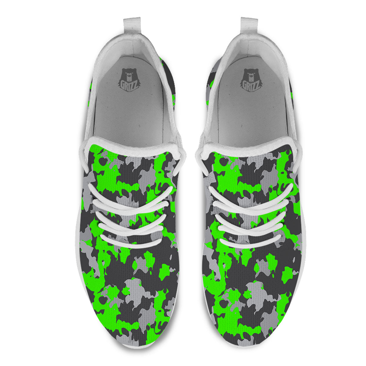 Camouflage Neon Print White Athletic Shoes-grizzshop