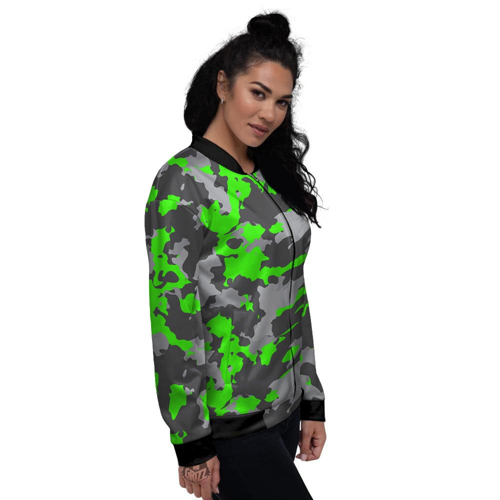 Camouflage Neon Print Women's Bomber Jacket-grizzshop