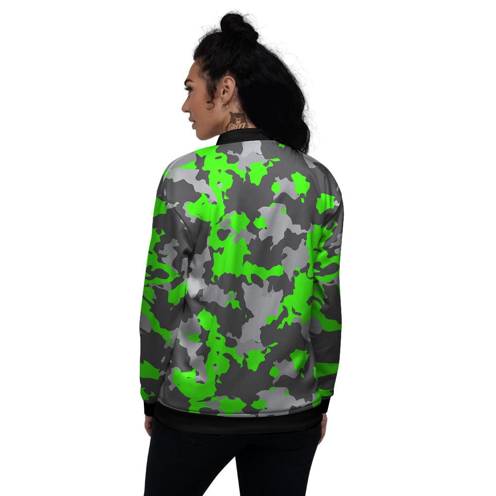 Camouflage Neon Print Women's Bomber Jacket-grizzshop