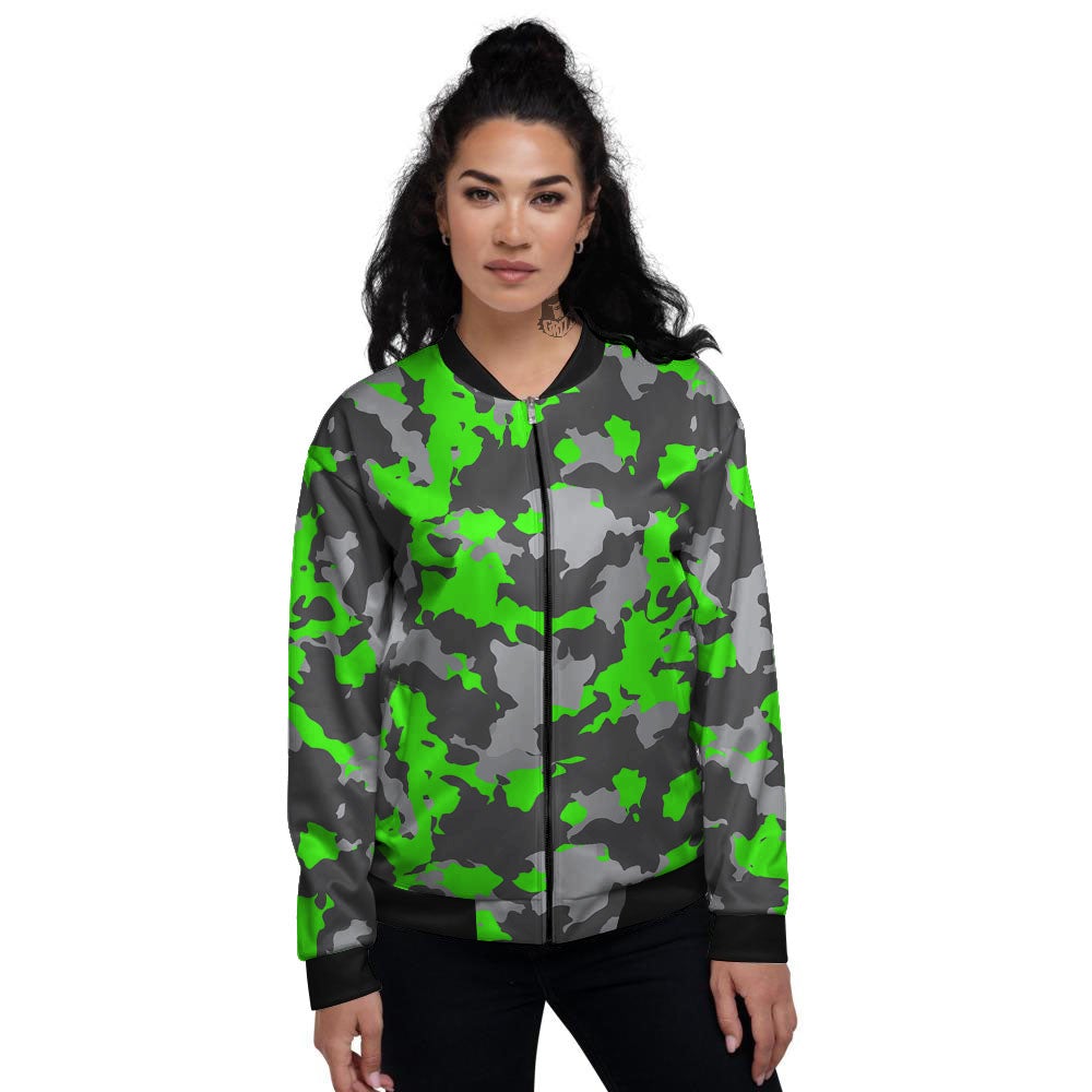 Camouflage Neon Print Women's Bomber Jacket-grizzshop