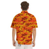 Camouflage Orange Print Men's Short Sleeve Shirts-grizzshop