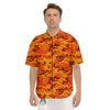 Camouflage Orange Print Men's Short Sleeve Shirts-grizzshop