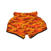 Camouflage Orange Print Muay Thai Boxing Shorts-grizzshop