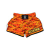 Camouflage Orange Print Muay Thai Boxing Shorts-grizzshop