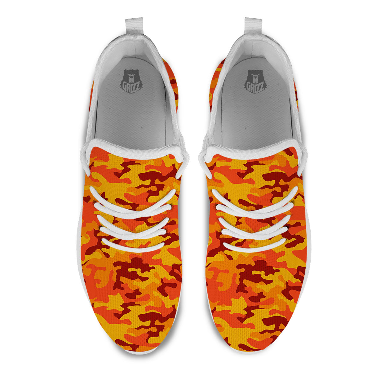 Camouflage Orange Print White Athletic Shoes-grizzshop