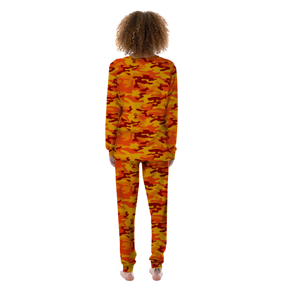 Camouflage Orange Print Women's Pajamas-grizzshop