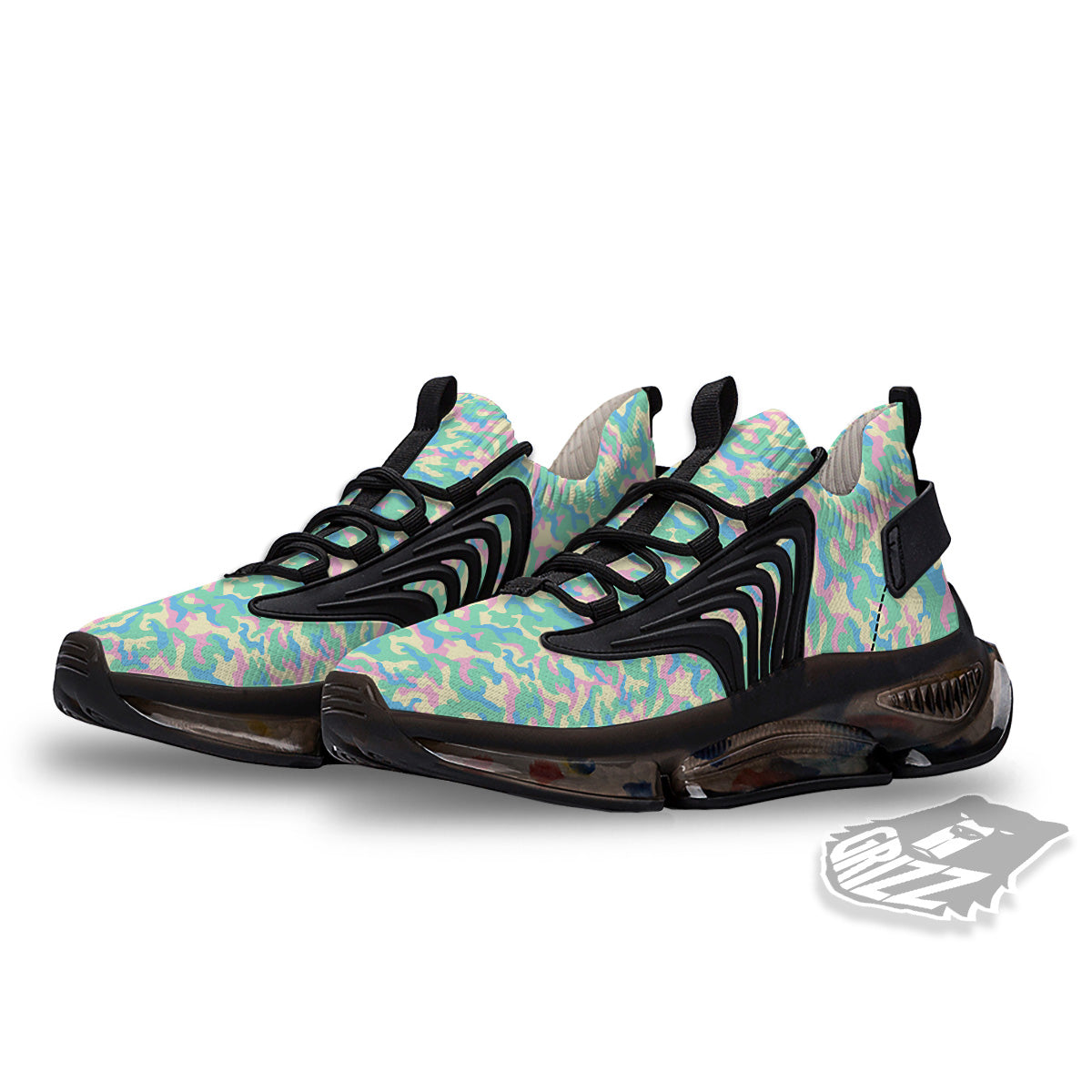 Camouflage Pastel Colors Print Pattern Black Gym Shoes-grizzshop