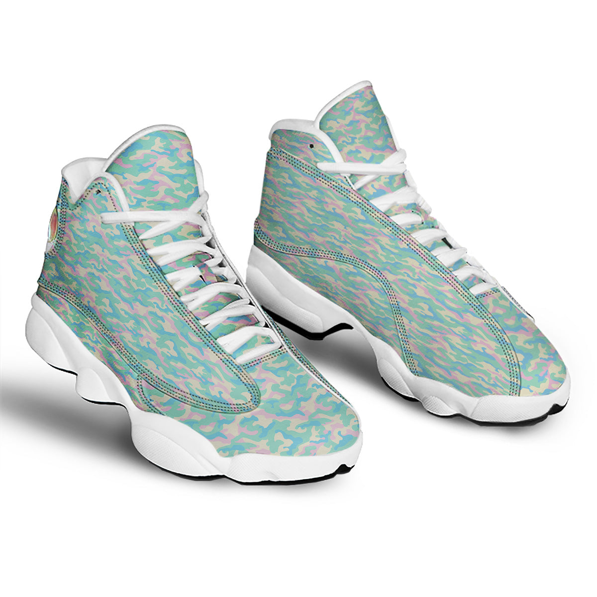 Camouflage Pastel Colors Print Pattern White Basketball Shoes-grizzshop