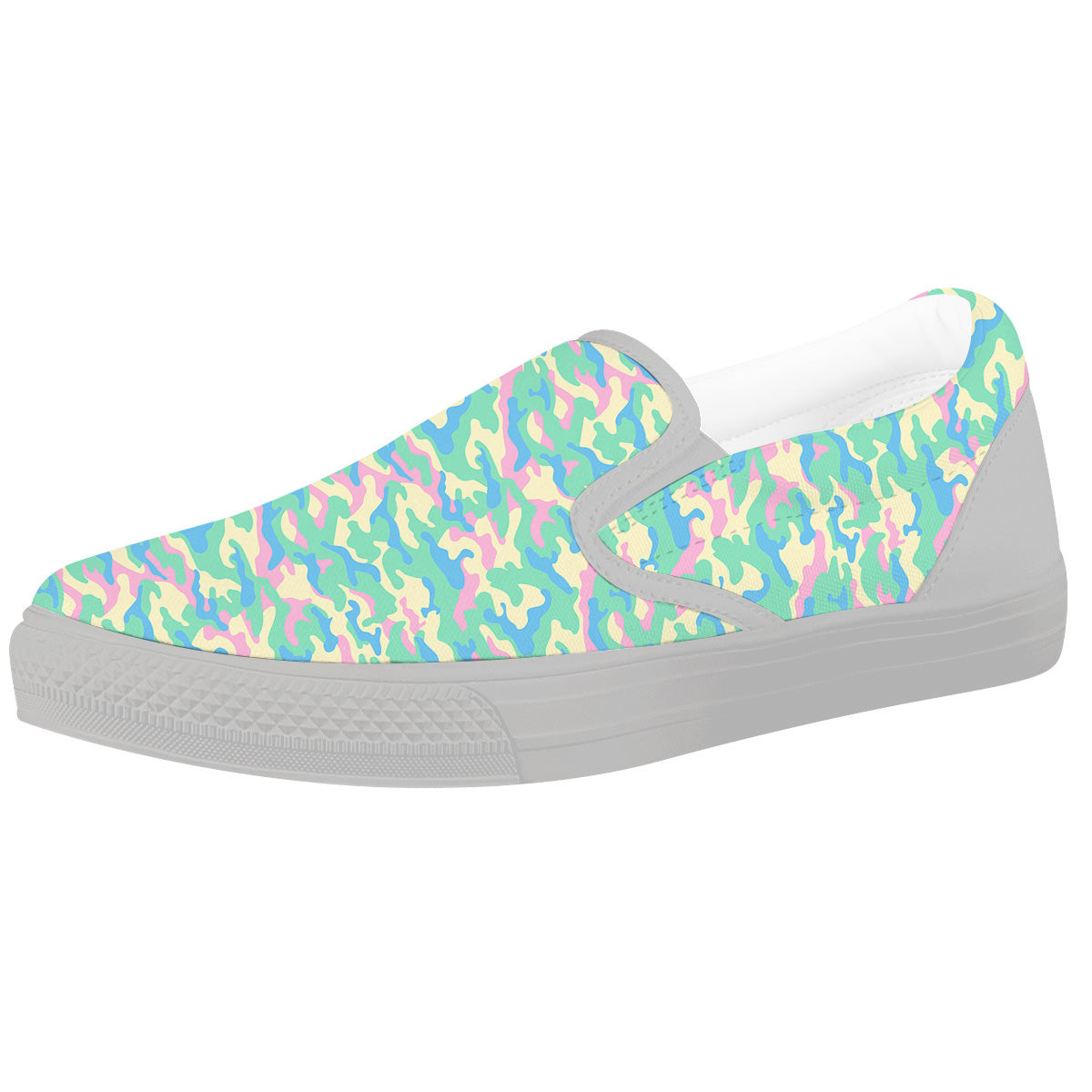 Camouflage Pastel Colors Print Pattern White Slip On Shoes-grizzshop