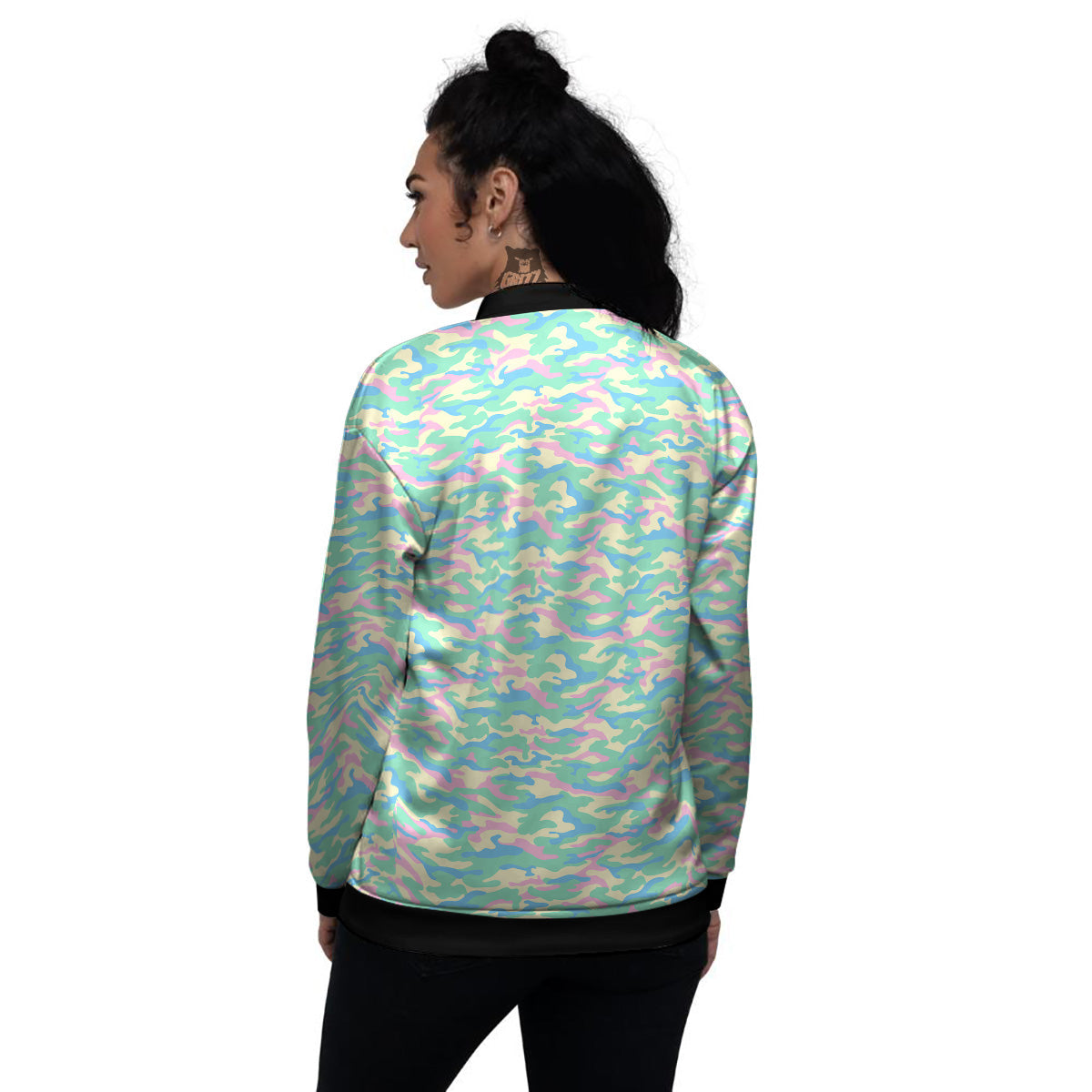 Camouflage Pastel Colors Print Pattern Women's Bomber Jacket-grizzshop
