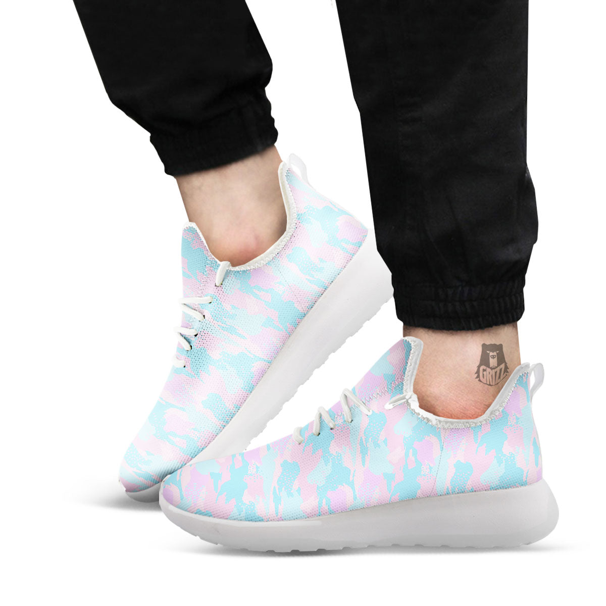 Camouflage Pastel Print White Athletic Shoes-grizzshop