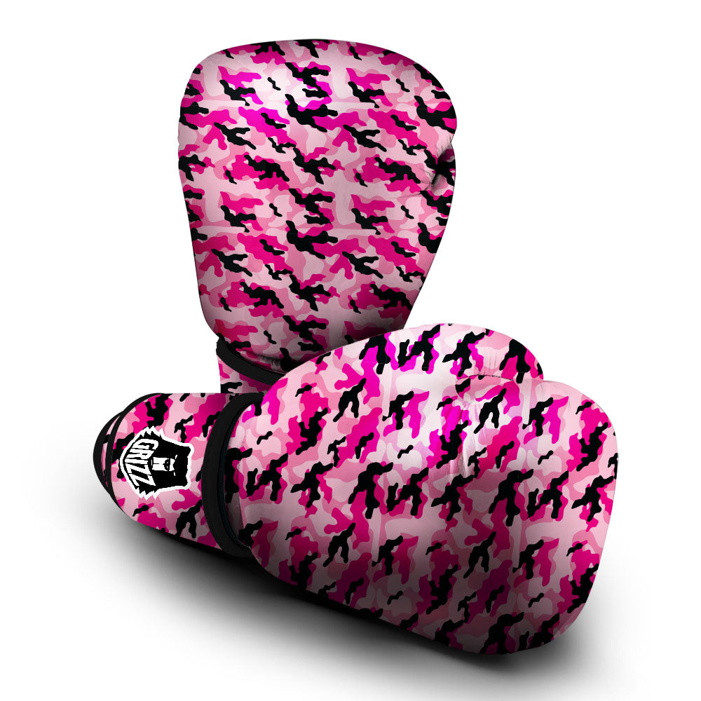 Camouflage Pink And Black Print Boxing Gloves-grizzshop