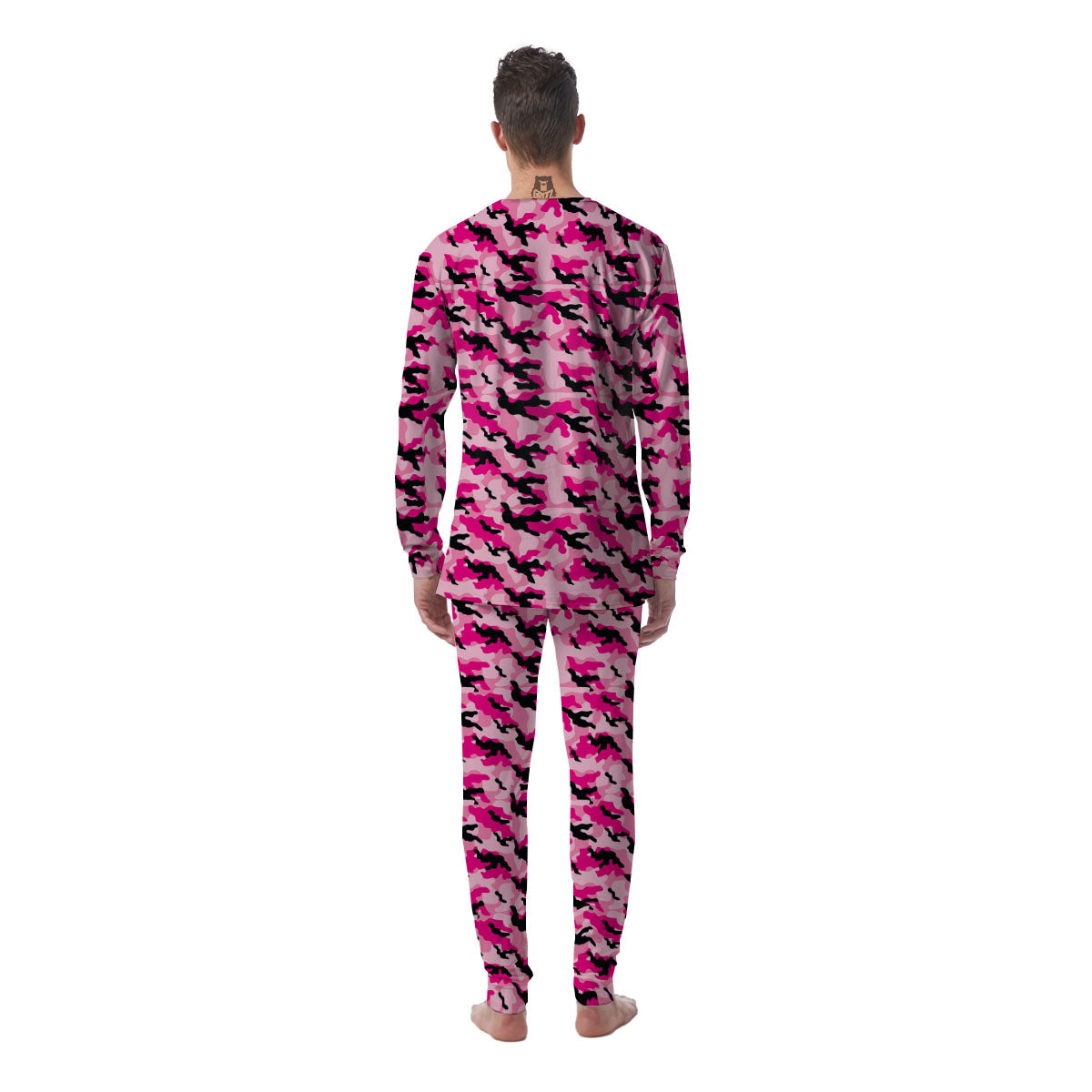 Camouflage Pink And Black Print Men's Pajamas-grizzshop