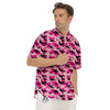 Camouflage Pink And Black Print Men's Short Sleeve Shirts-grizzshop