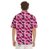 Camouflage Pink And Black Print Men's Short Sleeve Shirts-grizzshop