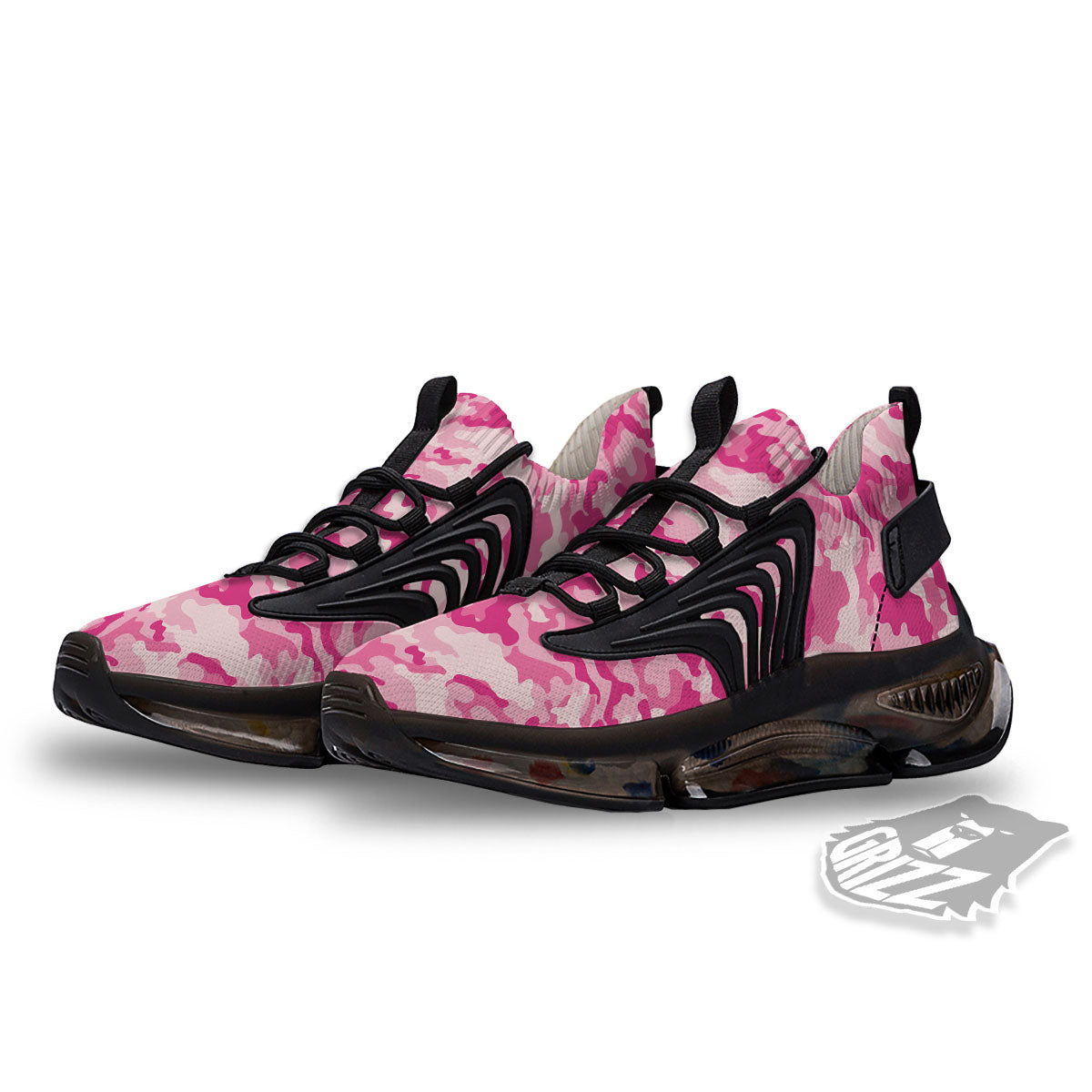 Camouflage Pink Print Pattern Black Gym Shoes-grizzshop