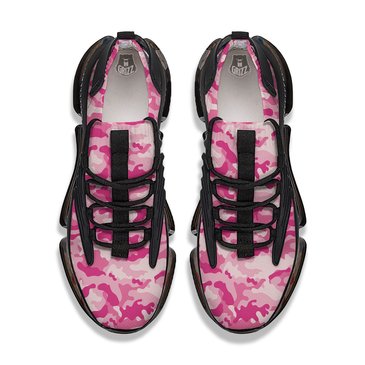 Camouflage Pink Print Pattern Black Gym Shoes-grizzshop