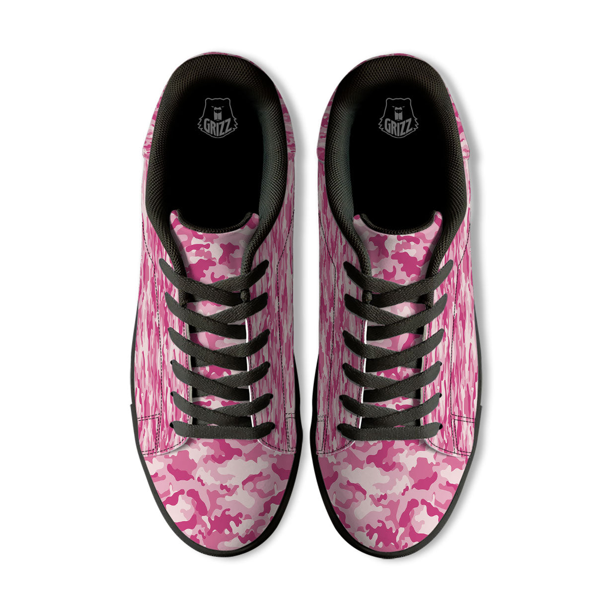 Camouflage Pink Print Pattern Black Low Top Sneakers-grizzshop