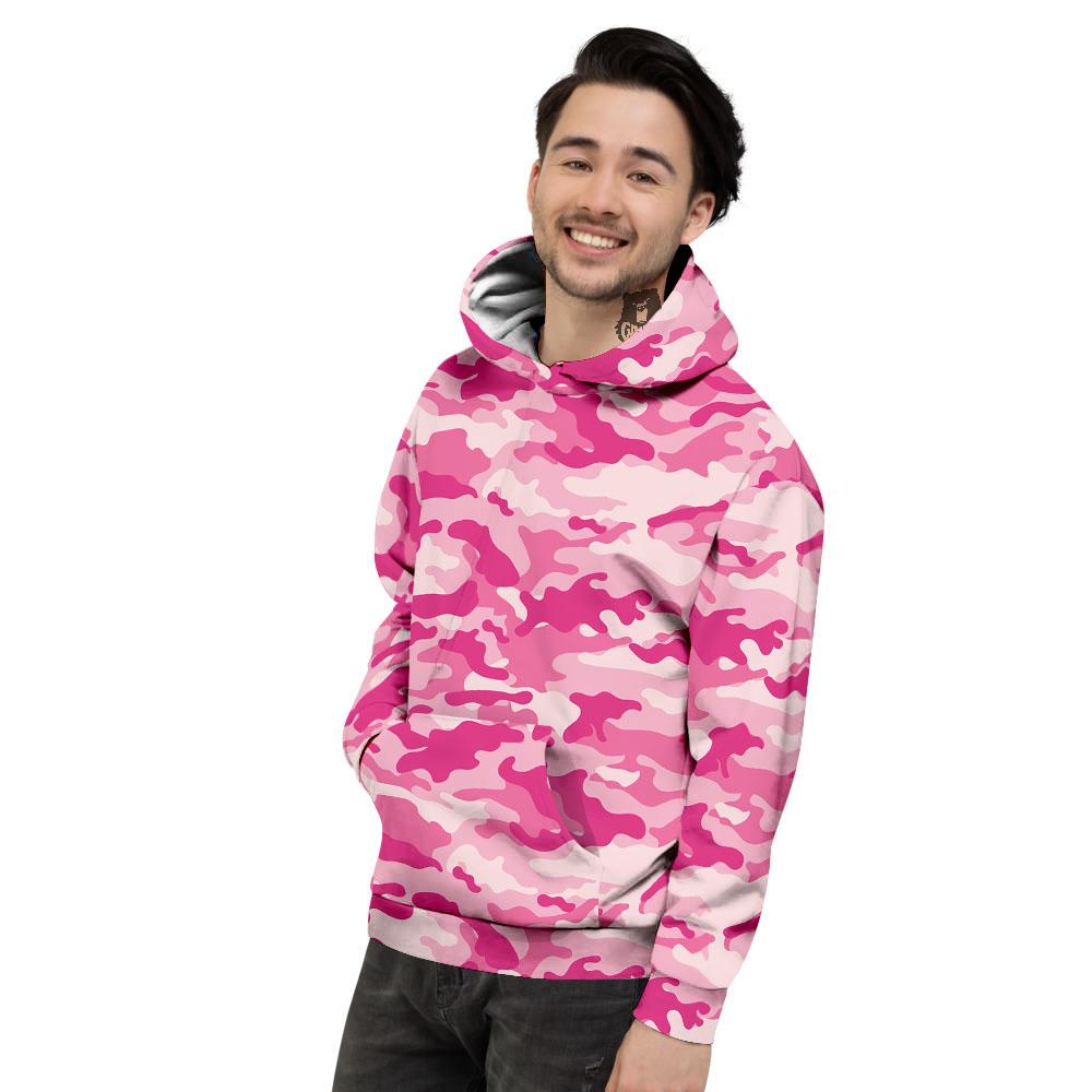 Camouflage Pink Print Pattern Men's Hoodie-grizzshop