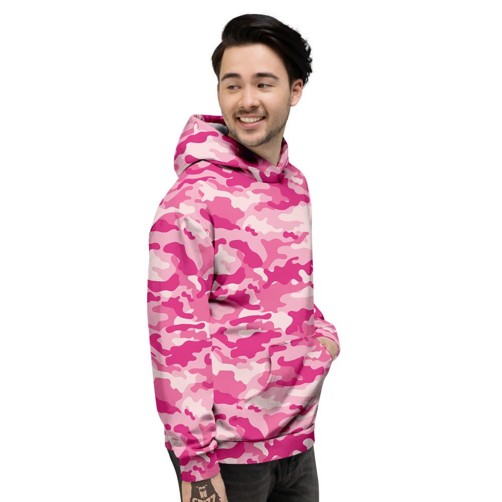 Camouflage Pink Print Pattern Men's Hoodie-grizzshop