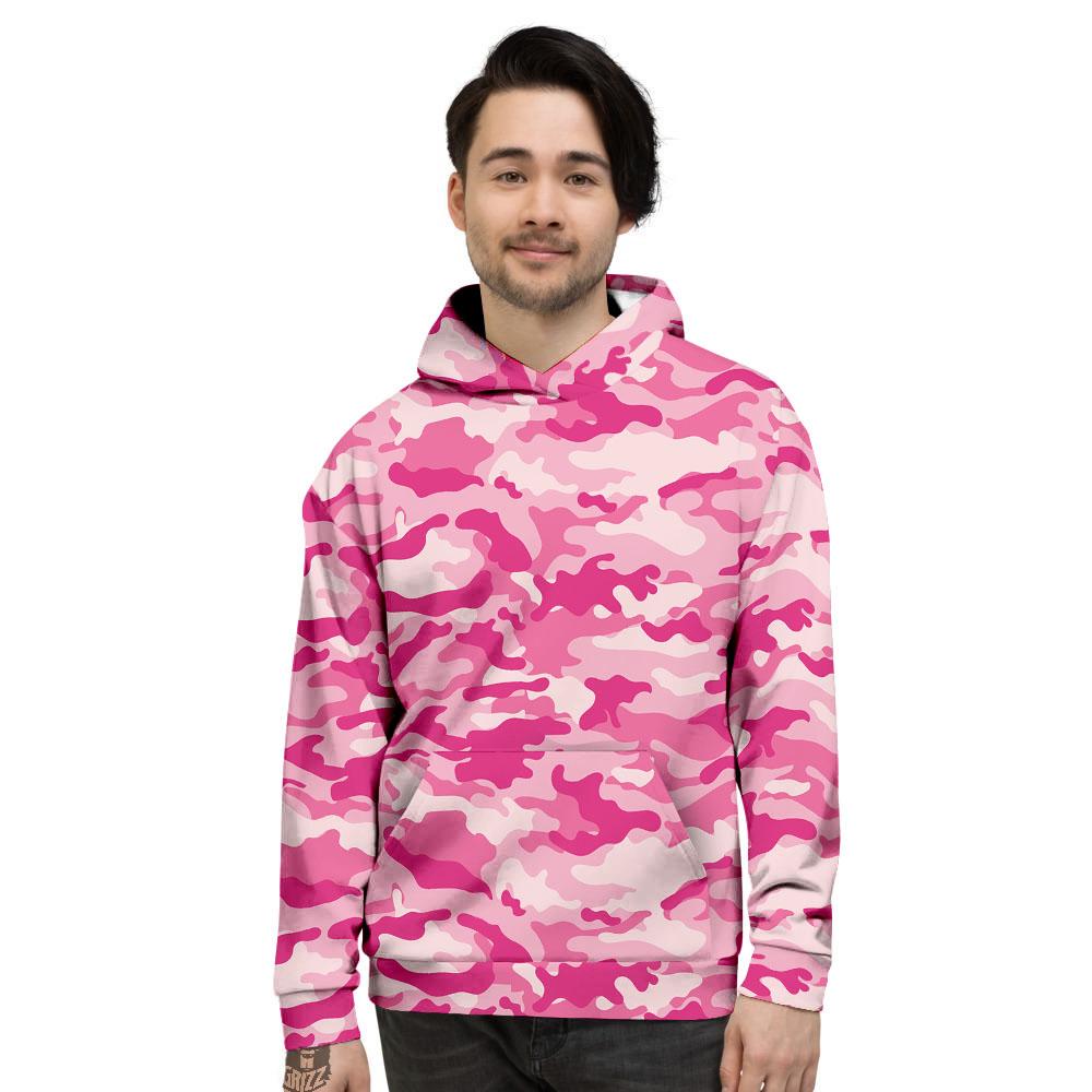 Camouflage Pink Print Pattern Men's Hoodie-grizzshop