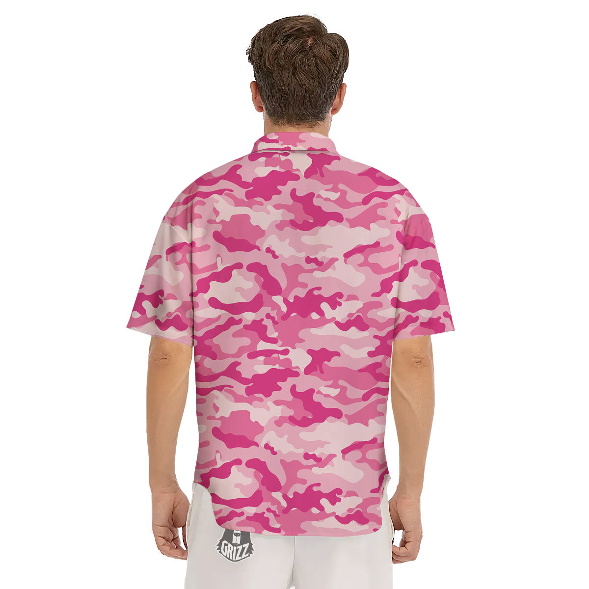 Camouflage Pink Print Pattern Men's Short Sleeve Shirts-grizzshop