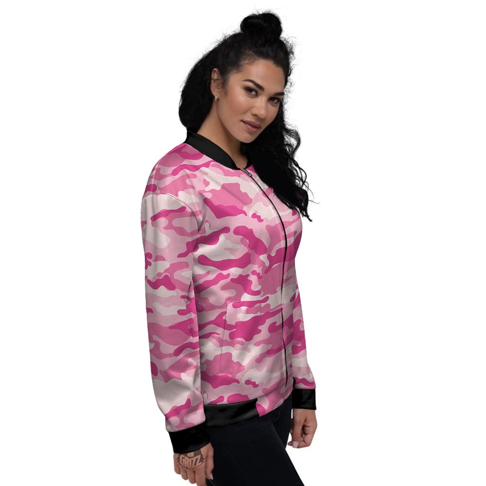 Camouflage Pink Print Pattern Women's Bomber Jacket-grizzshop