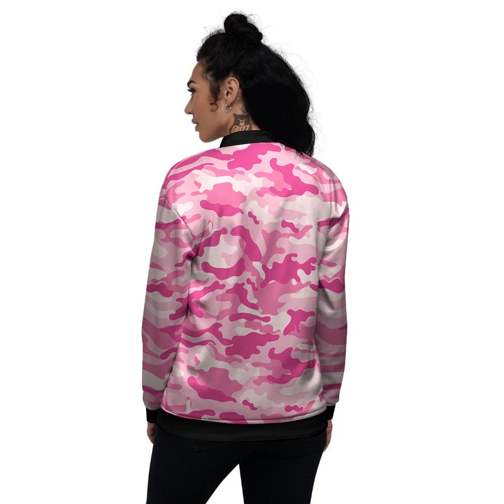 Camouflage Pink Print Pattern Women's Bomber Jacket-grizzshop