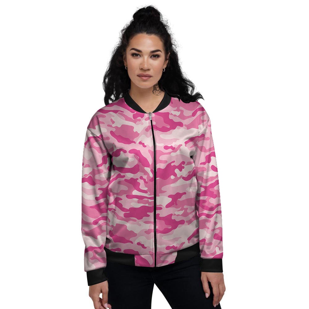Camouflage Pink Print Pattern Women's Bomber Jacket-grizzshop