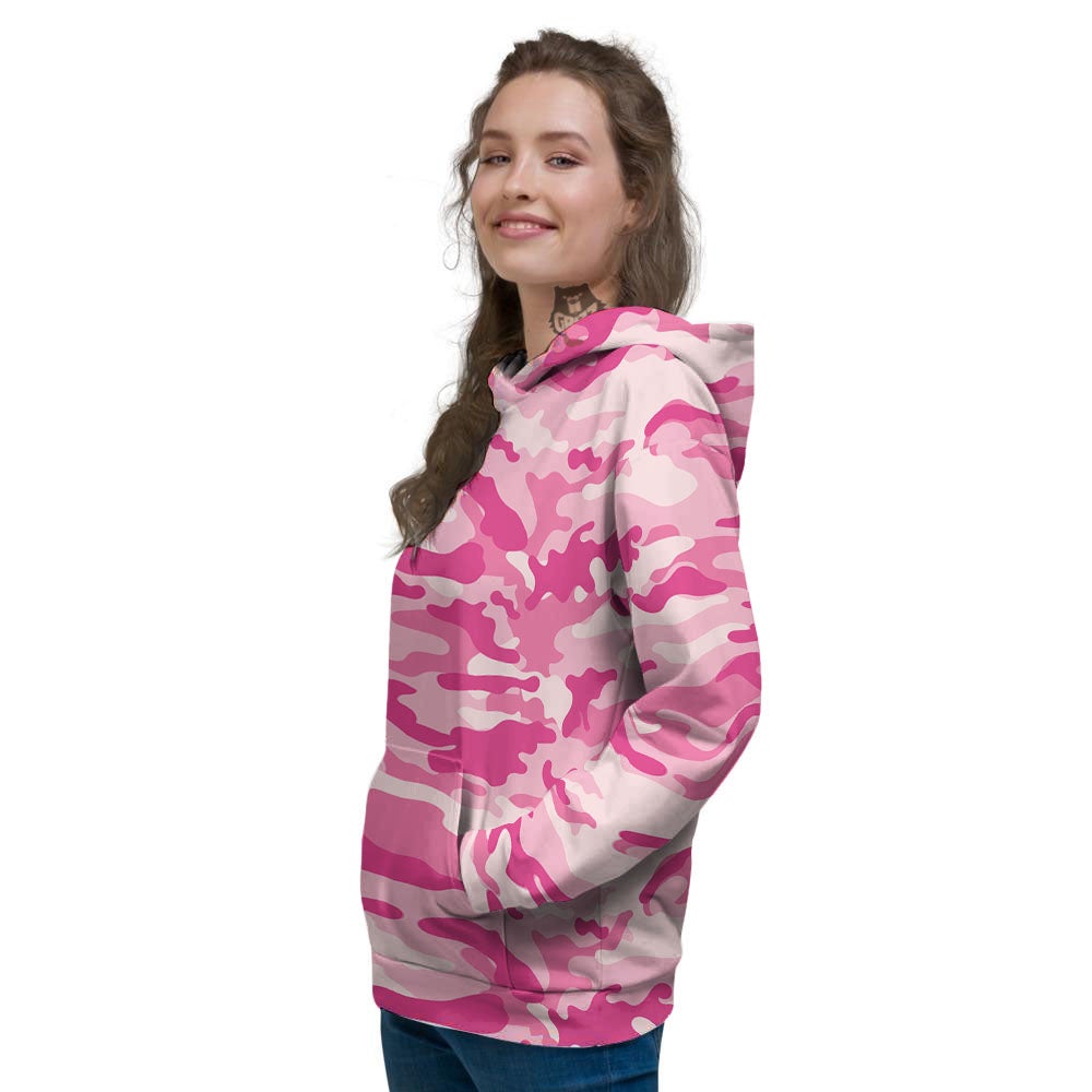 Camouflage Pink Print Pattern Women's Hoodie-grizzshop