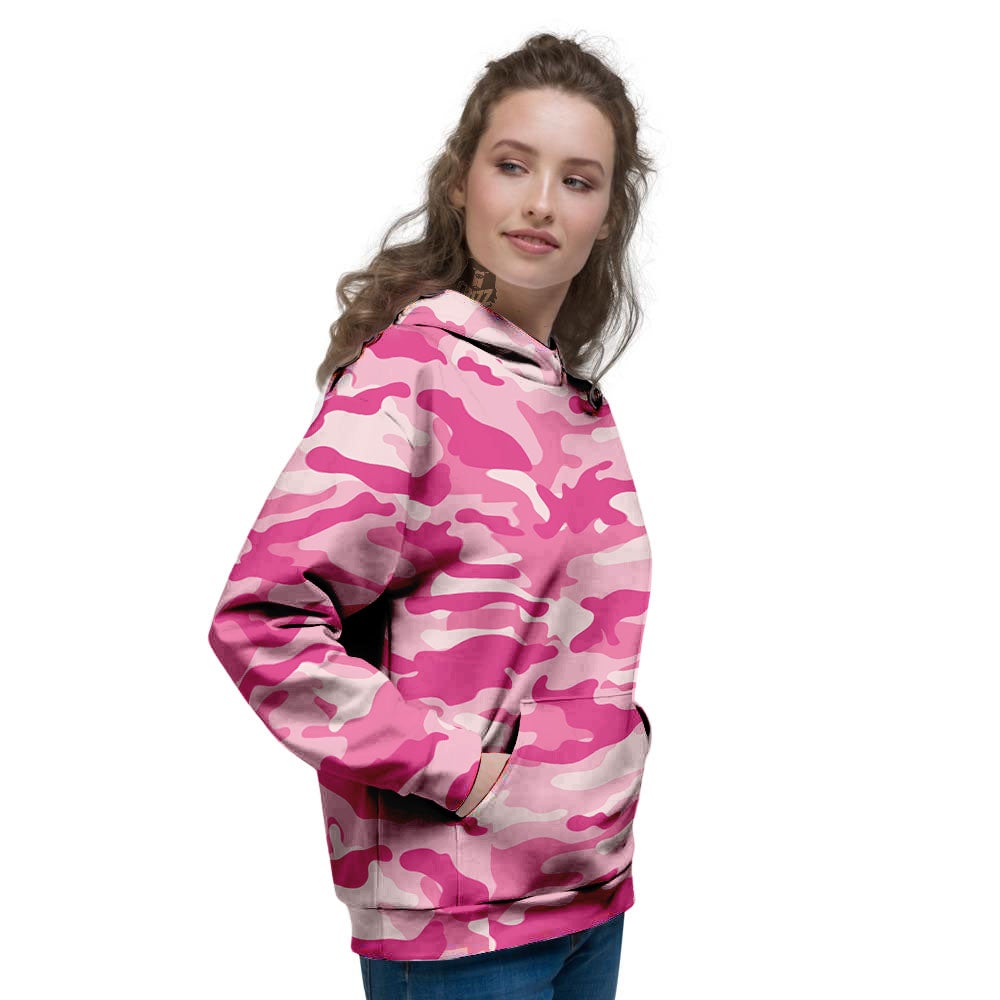 Camouflage Pink Print Pattern Women's Hoodie-grizzshop